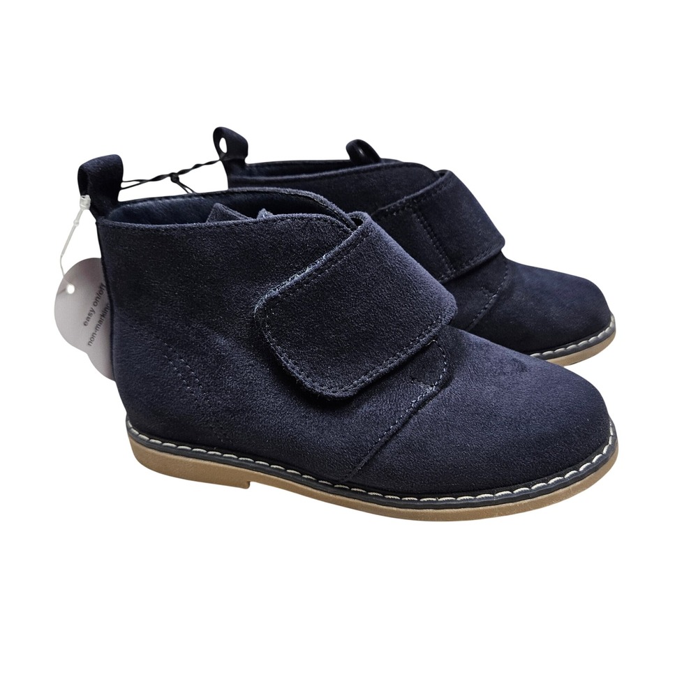 Wonder Nation Dress Boot Toddler B 11 Navy Blue Faux Suede Chukka Hook and Loop